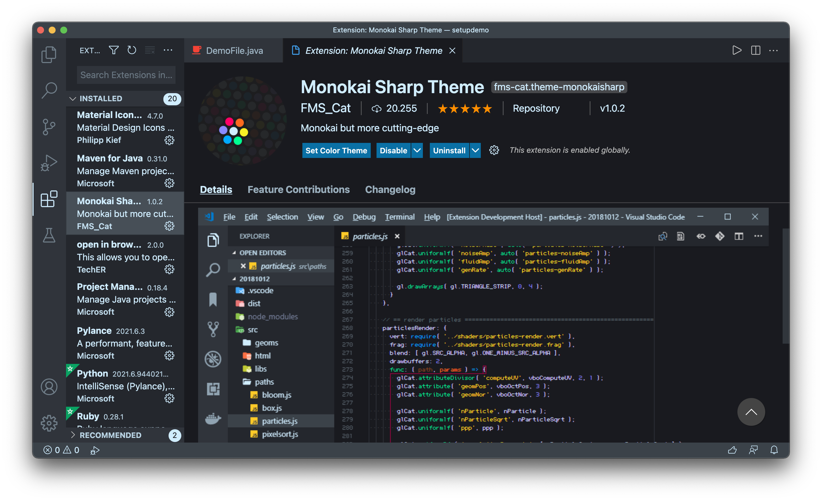 image: VS Code install theme