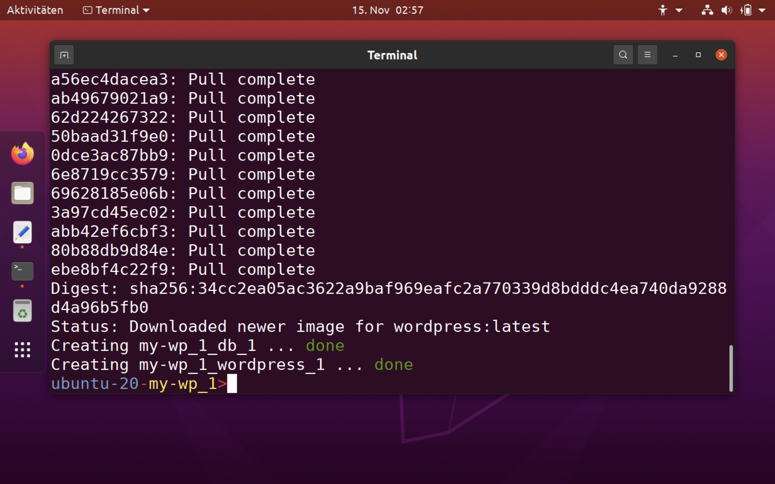 image-ubuntu-terminal, start docker-compose