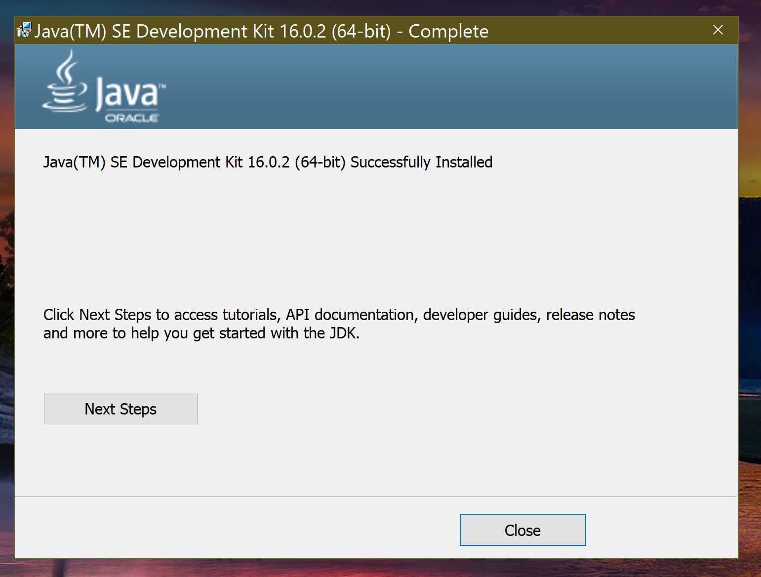 image-java-successfully-installed