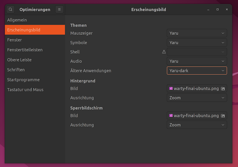 screenshot: Ubuntu-Gnome-Optimierungen-Farbeinstellungen